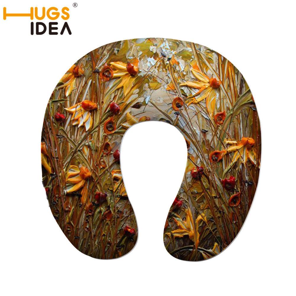 HUGSIDEA-oreiller en forme de U | Confortable motif floral, de styliste, pour le cou, la voiture et le voyage, oreiller en forme de mémoire, pour la voiture et le bureau: CC1889CT