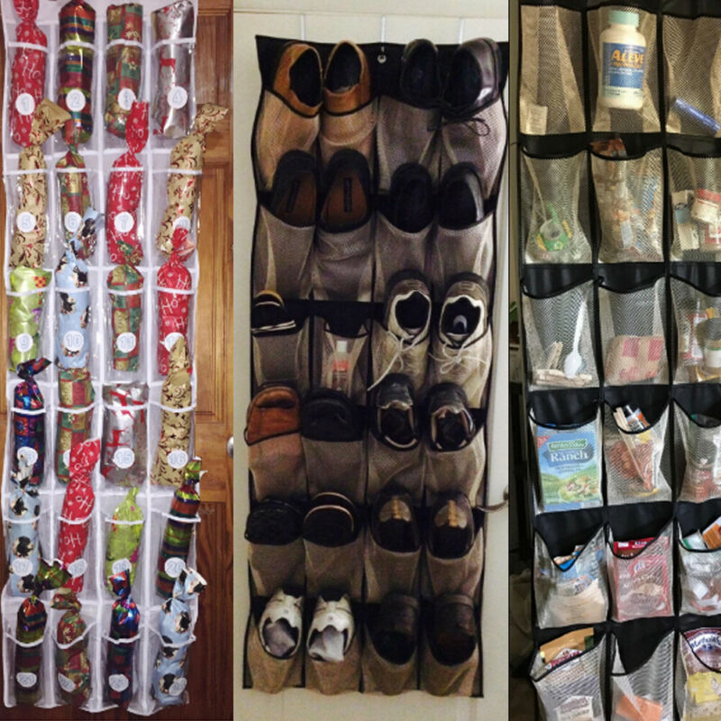 12/24 Pockets Hanging Shoe Storage Non-woven fabric Behind Door Shoe Rack Space Save Shoes Holder Organizer