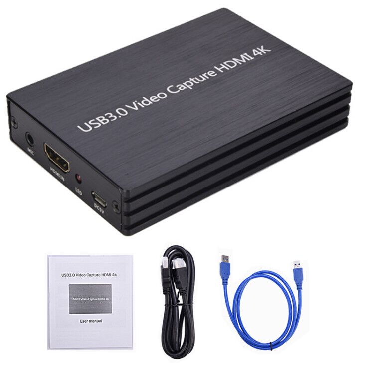 4K HDMI To USB 3.0 Video Capture Card Dongle 1080P 60Hz HD Video Recorder Grabber For OBS Capturing Game Game Capture Card Live: black