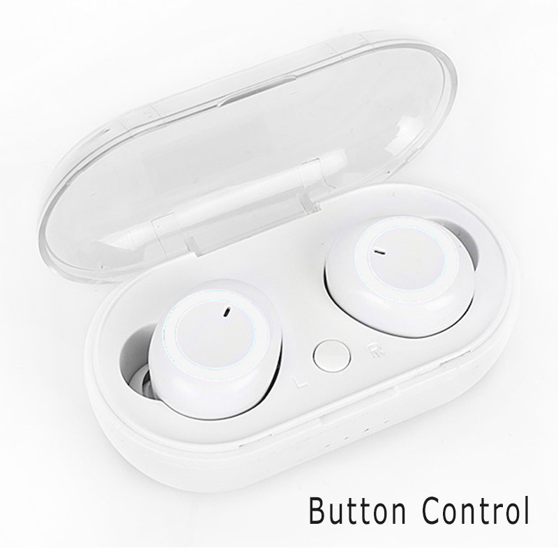 Y50 TWS Earphone bluetooth 5.0 True Wireless headphone Stereo Headset IPX7 Waterproof Sport Earbuds With Microphone Charging Box: White-White