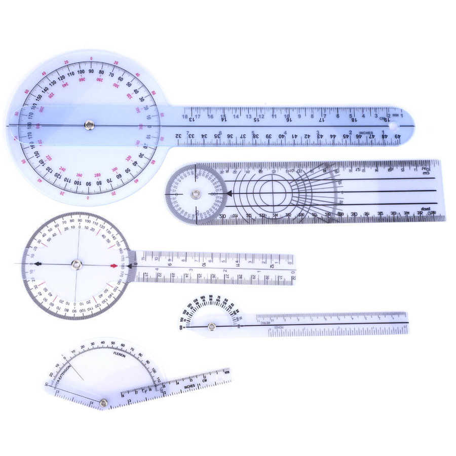 5Pcs 6/8/10inch 360 Degree Protractor Angle Ruler Spinal Goniometer G/: set 1