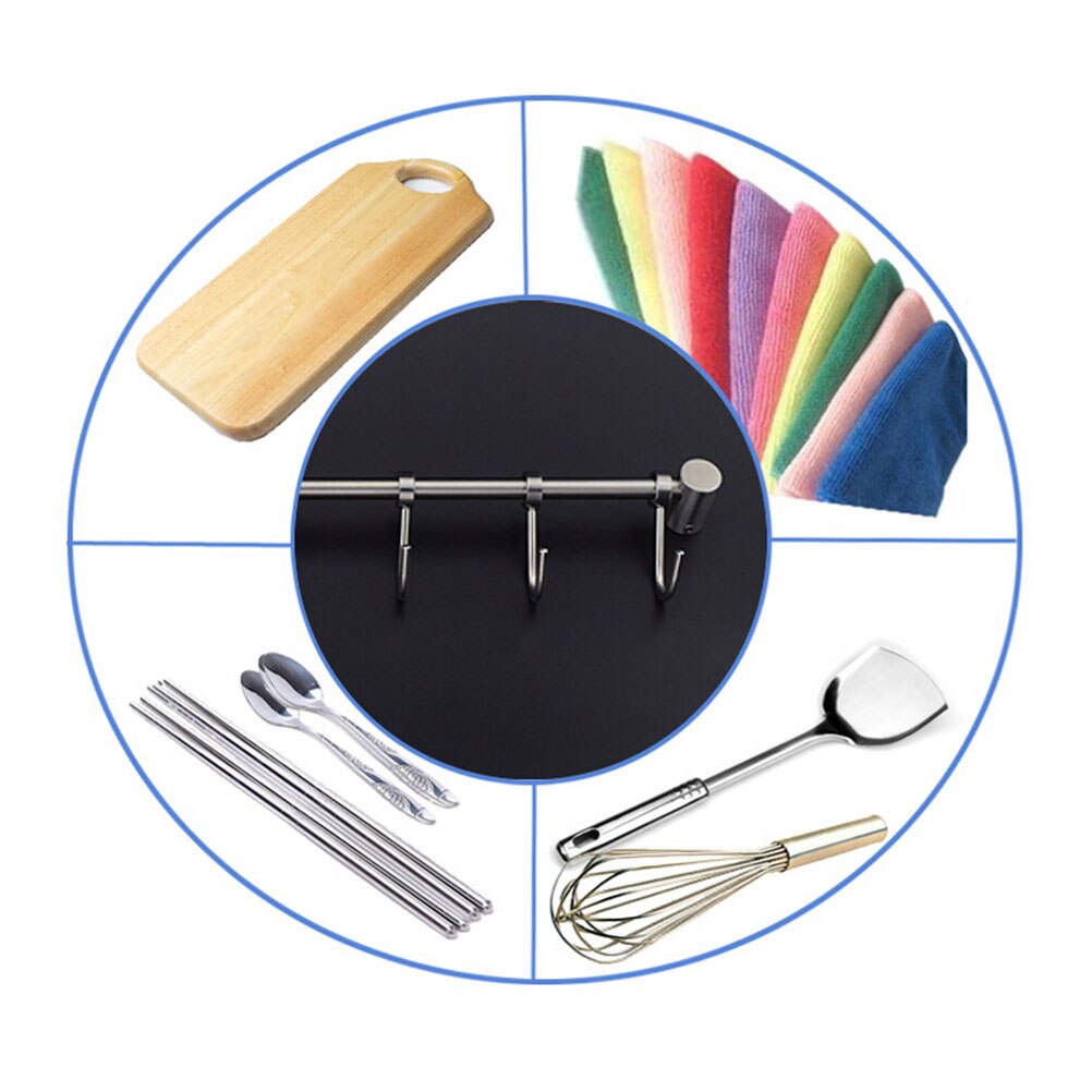 Kökskrokar i rostfritt stål för väggfäste, hängare  (10 krokar)