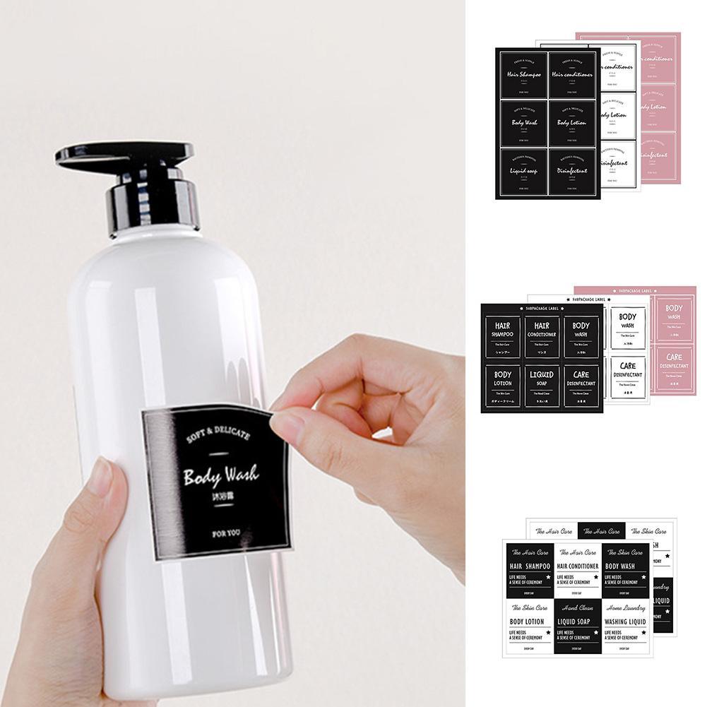 2/3pcs Soap Bottle Label Sticker Set Nordic Style Bathroom Shampoo Lotion Soap Dispenser Labels Waterproof Self-adhesive Sticker