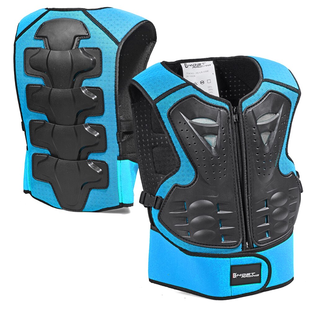 GHOST RACING-Chaleco de armadura para motocicleta para niños, Protección trasera, Protector de pecho y espalda para Motocross, chaleco para carreras, equipo de protección: Blue Vest