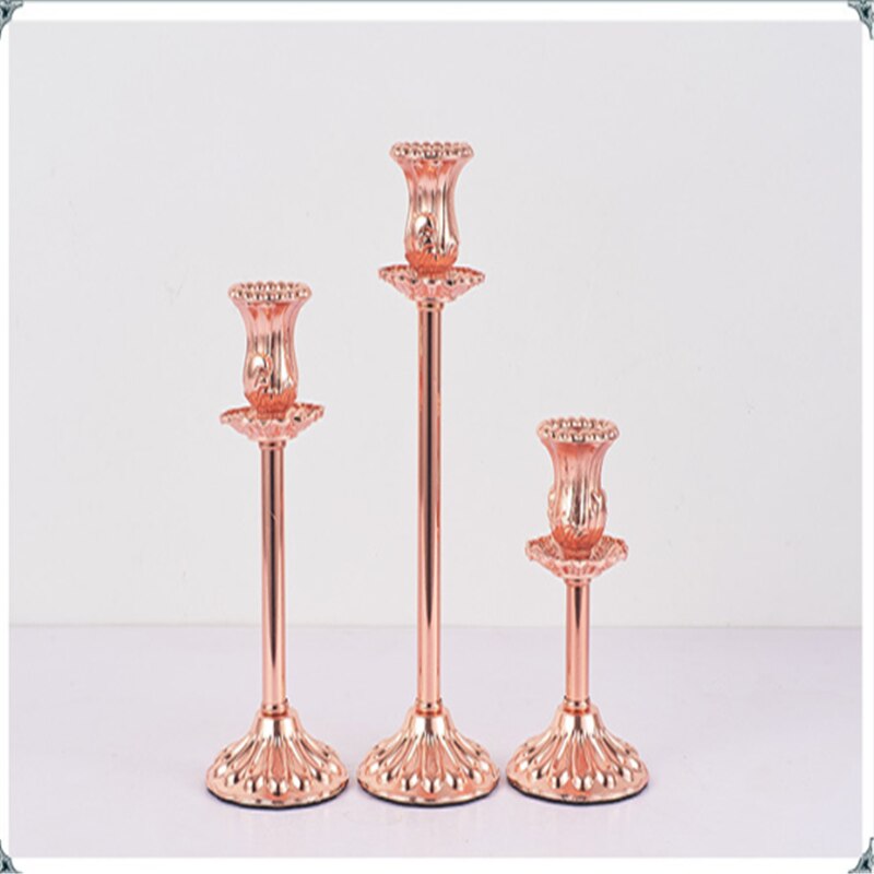 3 Pcs/ Set European Metal Candle Holder Simple Golden Wedding Decoration Bar Party Living Room Decoration Home Decoration