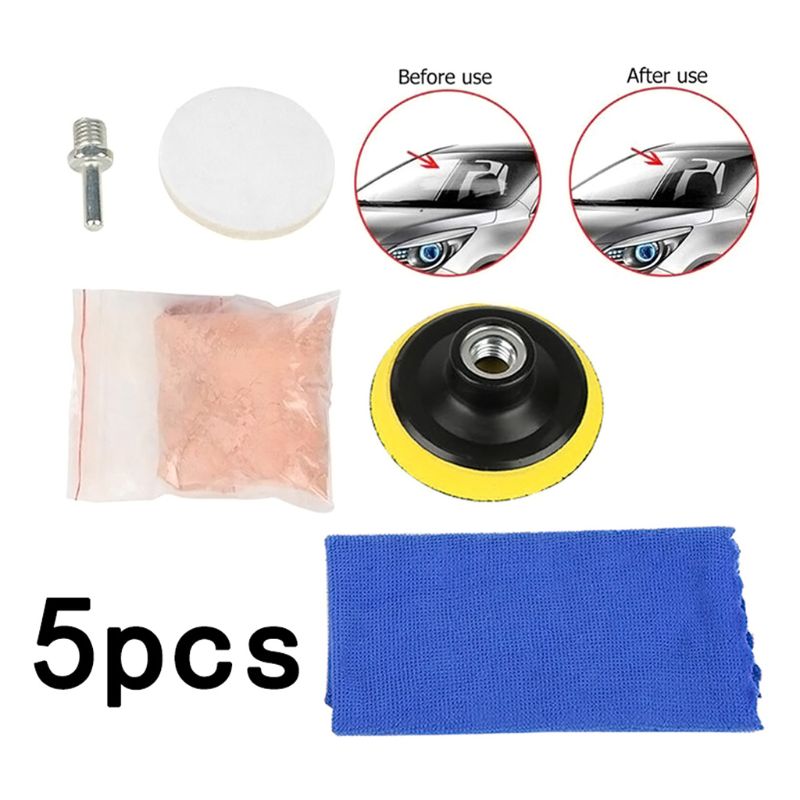 MXLF – Kit de polissage pour pare-brise de voiture, 5 pièces, pour enlever les rayures, outil de réparation, oxyde de cérium