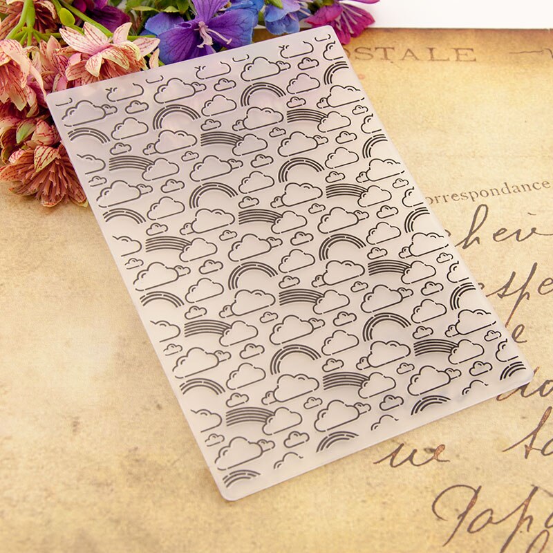 12.6 x 17.8cm wolk regenboog reliëfmappen plastic voor scrapbooking diy sjabloon kerst fotoalbum kaart maken