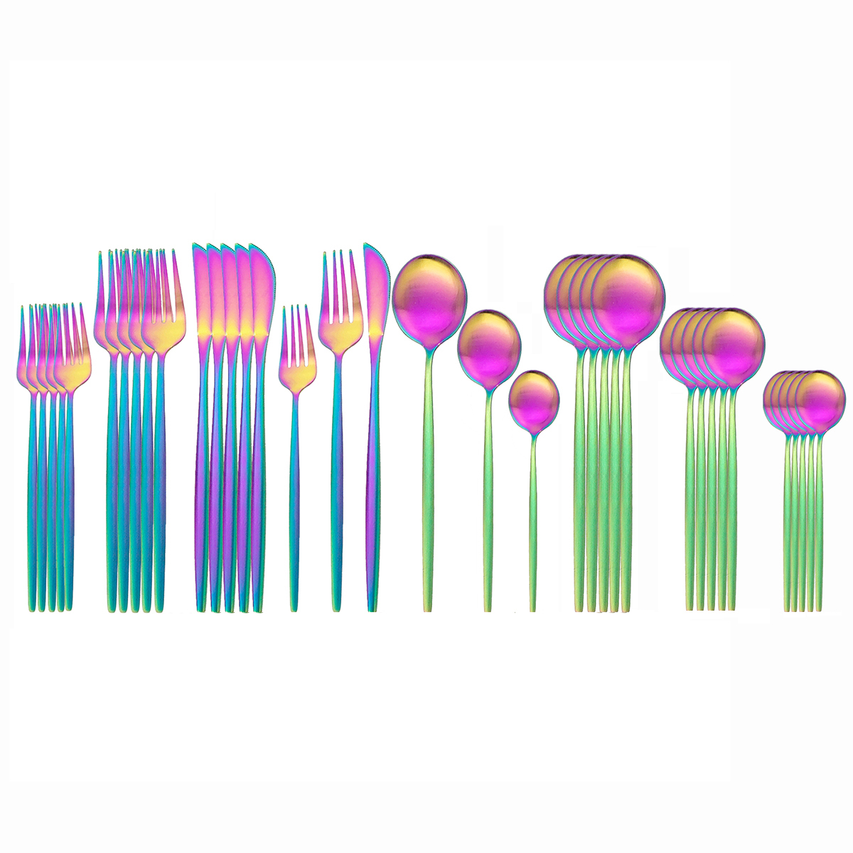 Dinnerware Set 36piece Blue Cutlery Set 18/10 Stainless Steel Dinner Set Knives Dessert Fork Spoon Tableware Kitchen Silverware: Rainbow