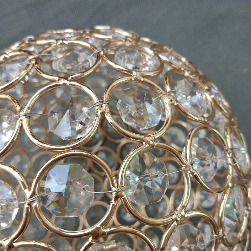 Creative150mm-Pantalla de alambre de metal dorado/plateado con cuentas octogonales de 14mm para lámpara de mesa, lámpara colgante DIY