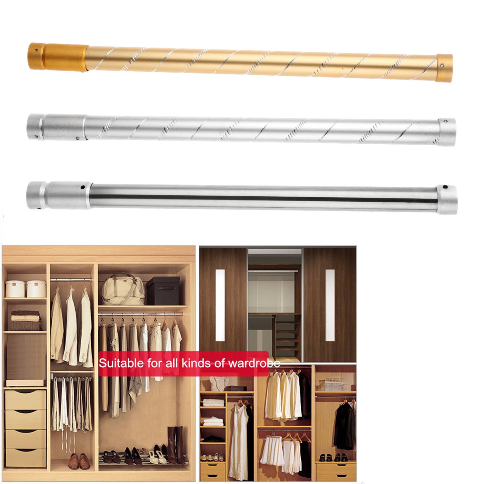 Wardrobe Hanging Poles Telescopic Rods Wardrobe Thickening Hangers Cabinet Hanging Rod Accessories Stainless Steel 420-720mm