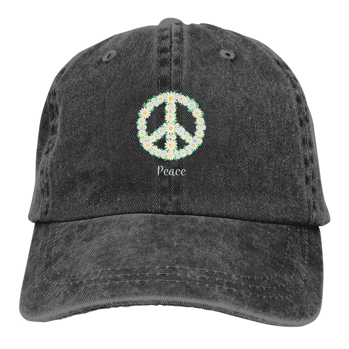 Daisy Peace Vintage Unisex Adjustable Trucker Cap for Adult: Black