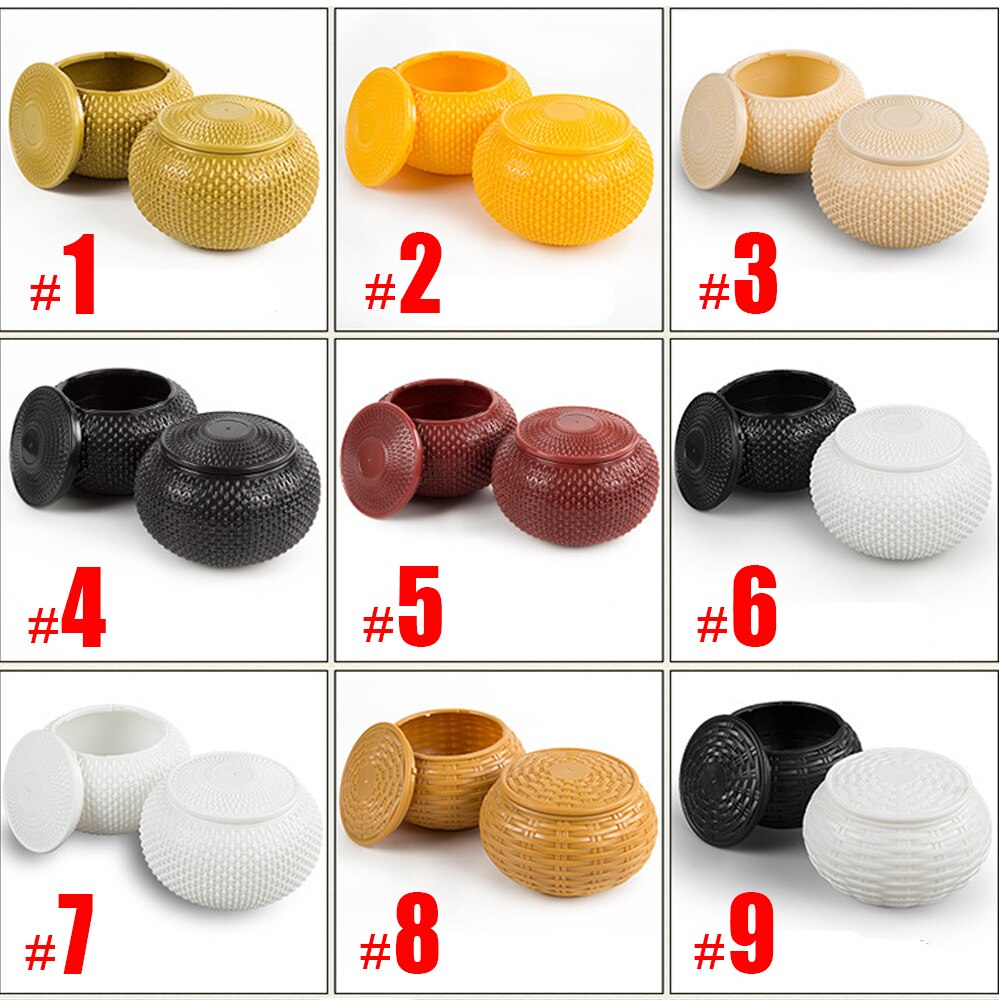 Boîte ronde en plastique tissé, une paire de grande boîte d&#39;échecs, noir et blanc, Pot de rangement Imitation paille échelle de Dragon Gobang