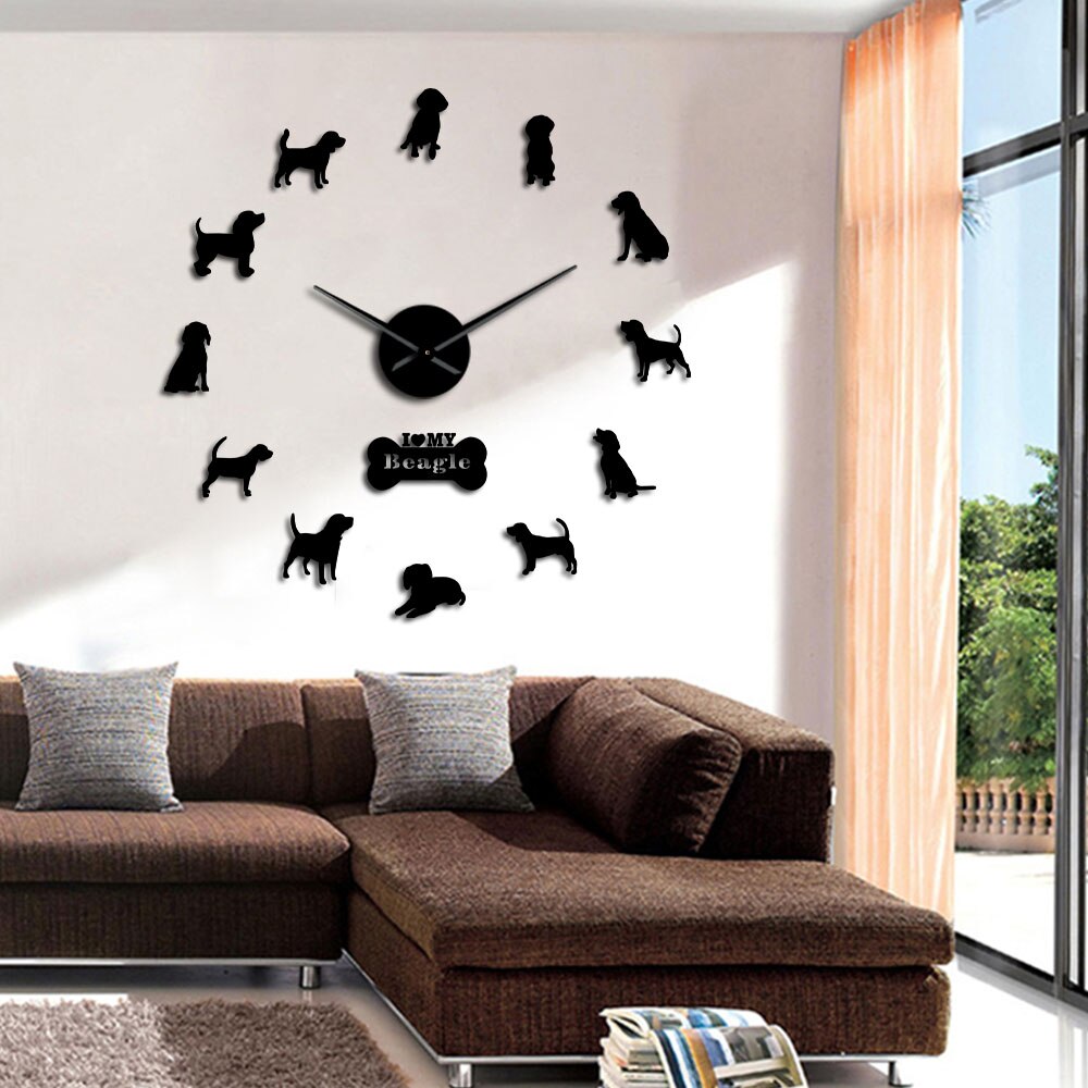 Kleine jachthond engelse beagle diy wanddecoratie gigantische wandklok beagle hond huisdierliefhebbers huisdecoratie moderne wandklok