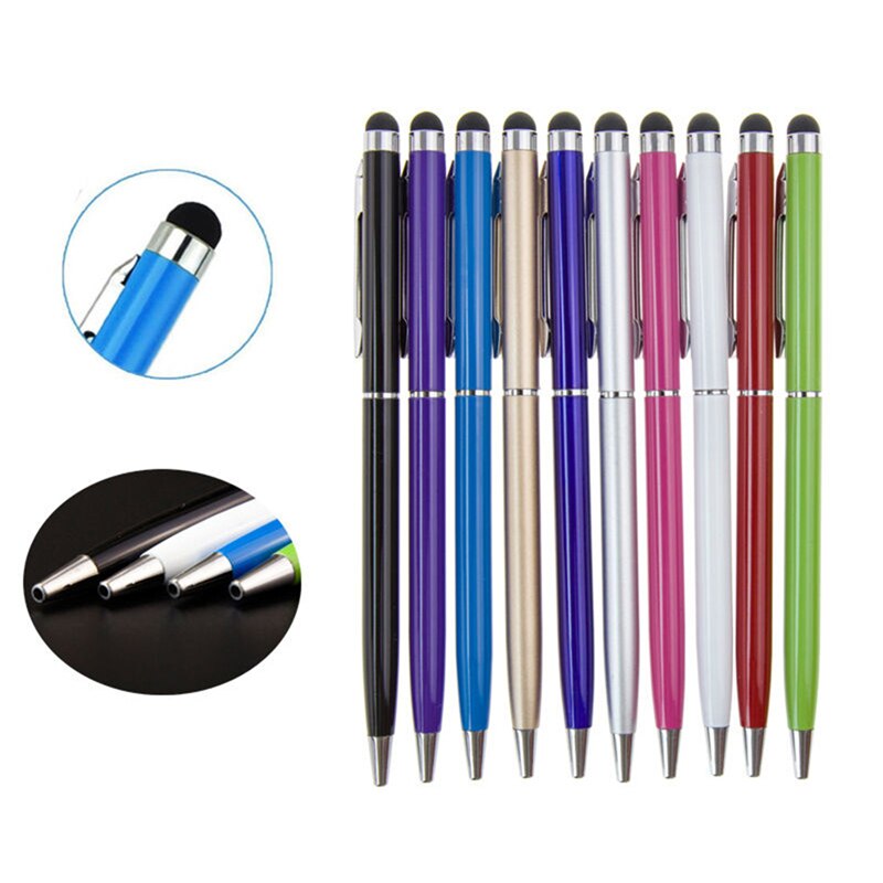2 in 1 Mini Metalen Capacitieve Touch Pen Stylus Screen Voor Telefoon Tablet Laptop Ingebouwde Balpen