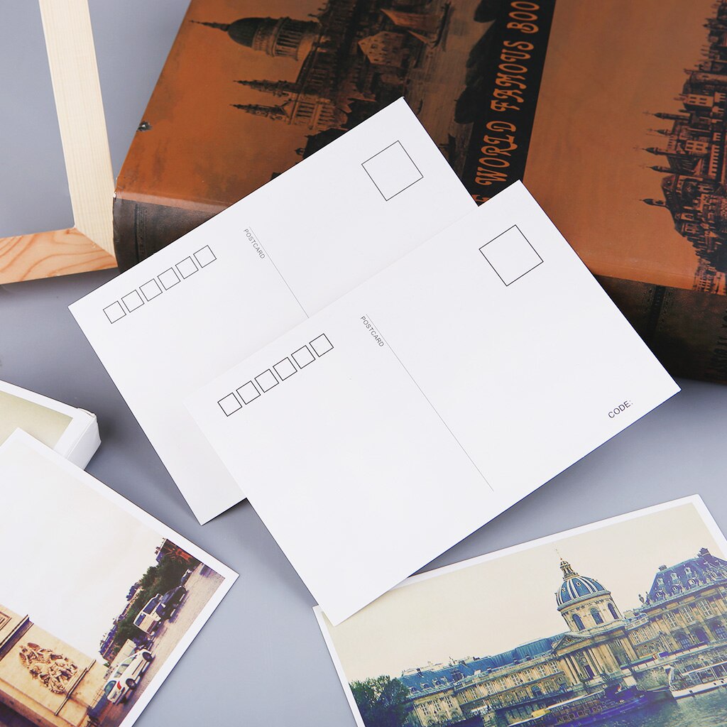 30 Sheets Eiffel Tower Paintings Retro Vintage Postcard Christmas Card Wish Poster Cards