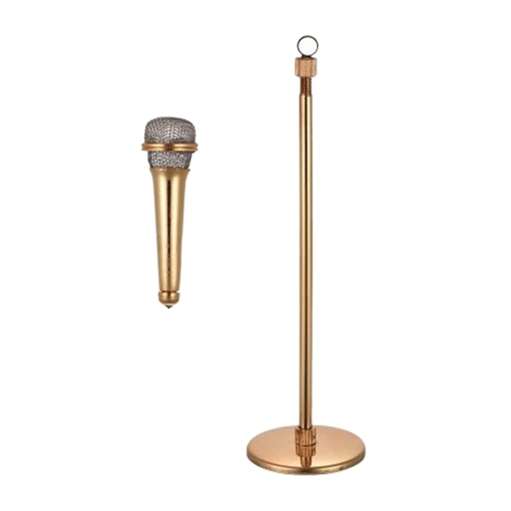 Dukkehus tilbehør, miniature mikrofon stativ model med holder & etui mini ornament børnelegetøj