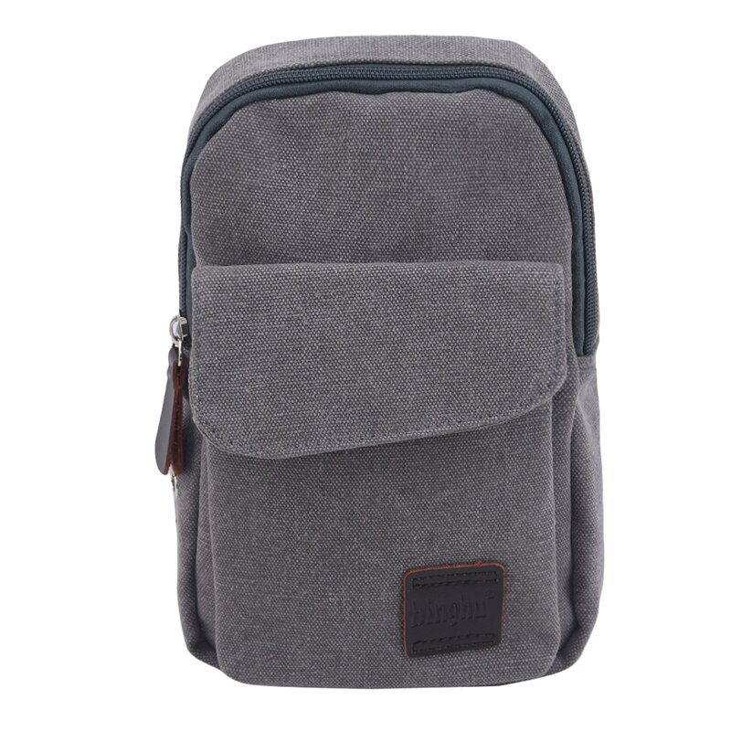 Small Chest Sling Bag Travel Hiking Cross Body Messenger Shoulder Casual Solid Canvas Bag Handbag: light gray