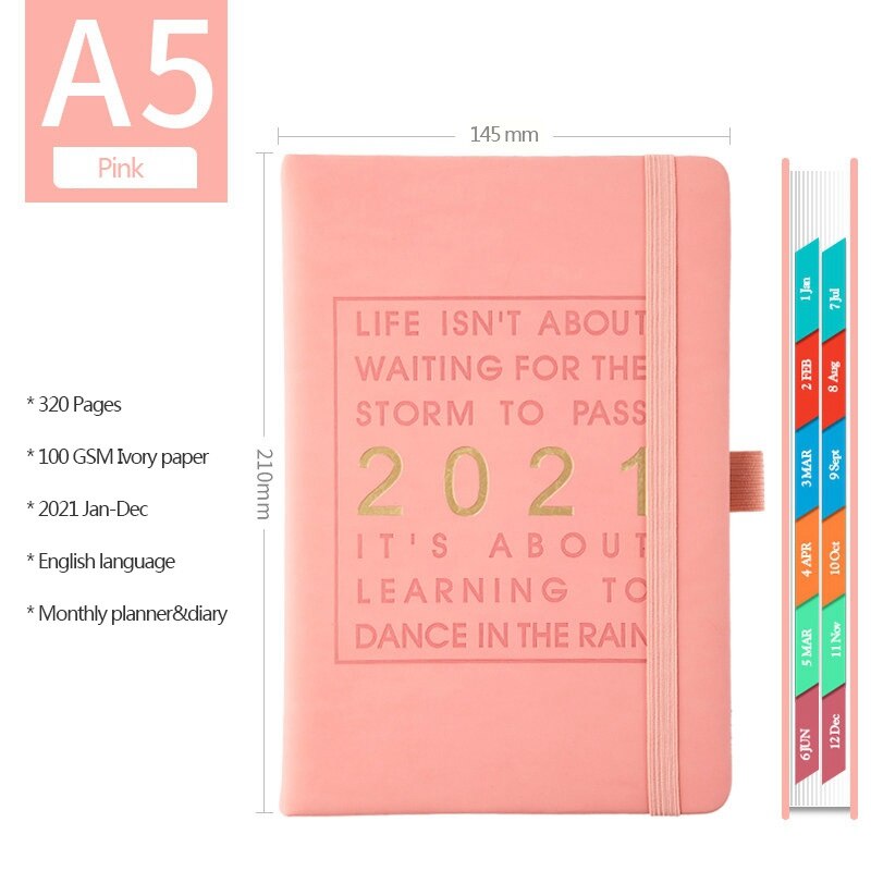 Calendar - Weekly & Monthly Planner Notepad, Jan - Dec , 320 Pages, 8.3Inch x 5.7Inch: pink