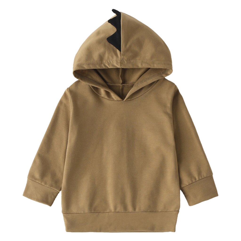 Toddler Autumn Baby Boy Girl Clothes Long Sleeve Cartoon Dinosaur Tops Warm Hooded Hoodie Outfits roupa infantil babyborn #EW: Brown / 100
