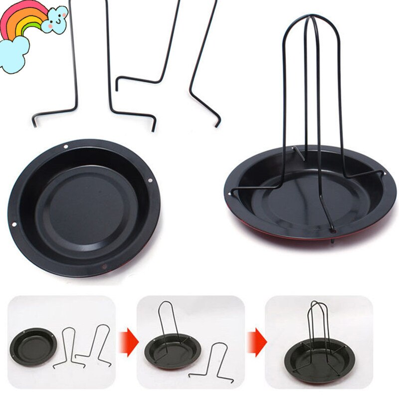 Grelhador vertical de aço inoxidável aleatório, rack com tigela de lata antiaderente ferramentas de cozinha panela para grelhar churrasco