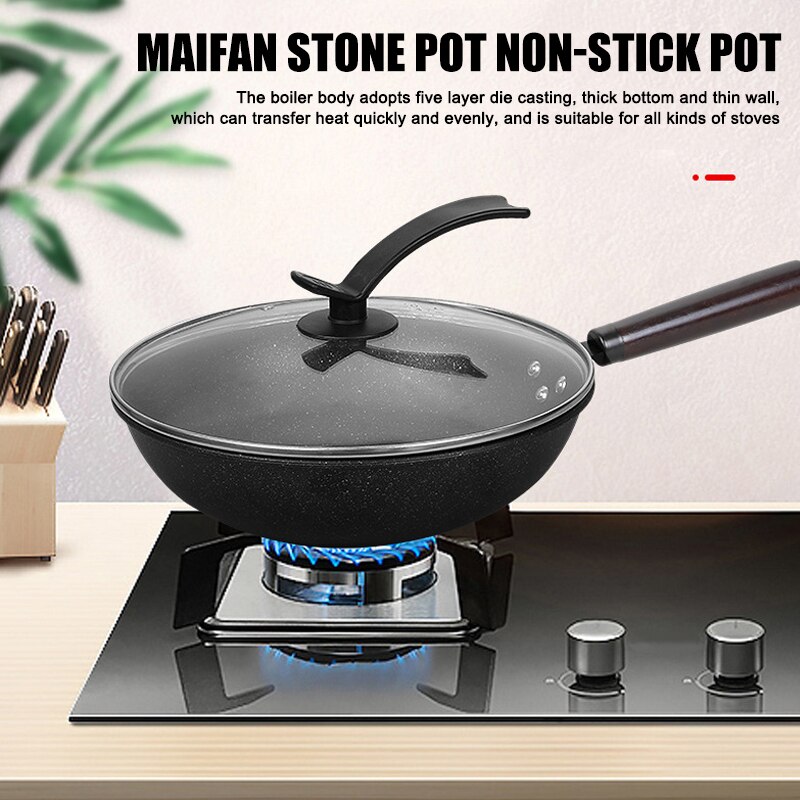 Pan Met Deksel Non-stick Graniet Kleine Koekenpan Wok Multifunctionele Te Reinigen Voor Keuken JS22