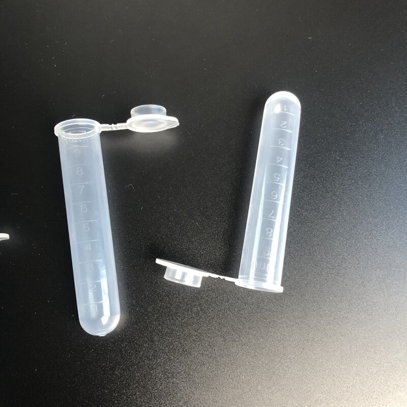 200pcs 10ml Plastic round bottom centrifuge tube with scale, Lab Sample culture tube with joint cover