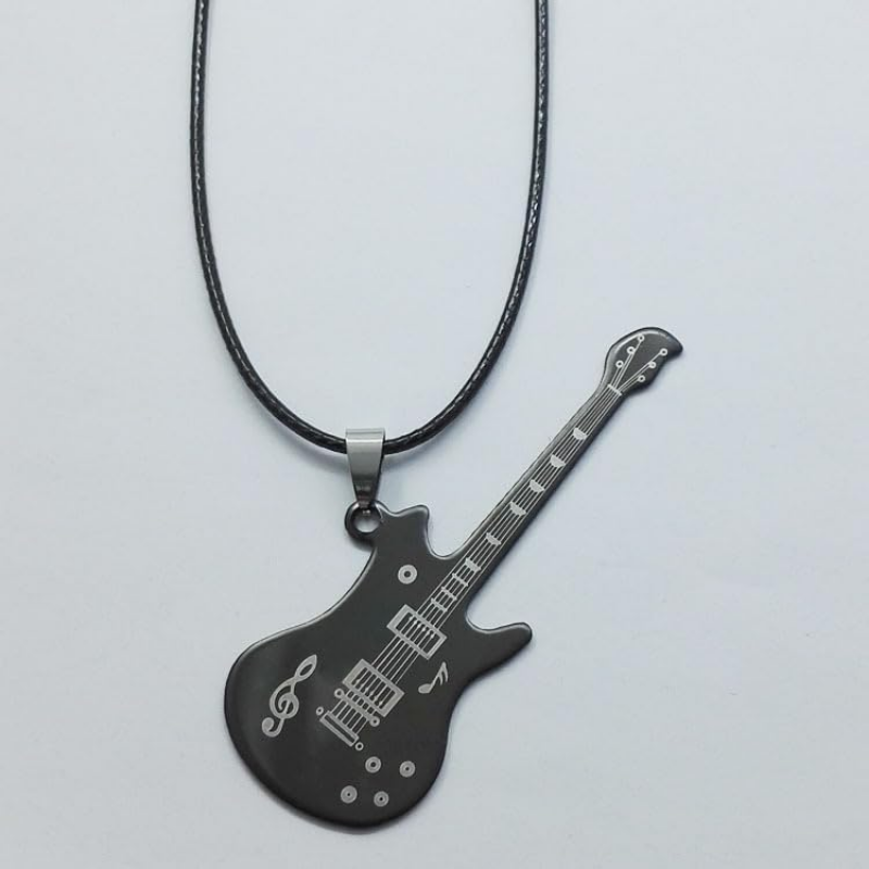 Stjerneanheng vintage halskjede punk stjerne choker rock roll gitar lagdelt halskjede for kvinner menn eboy egirl bar fest smykker: Platina belagt