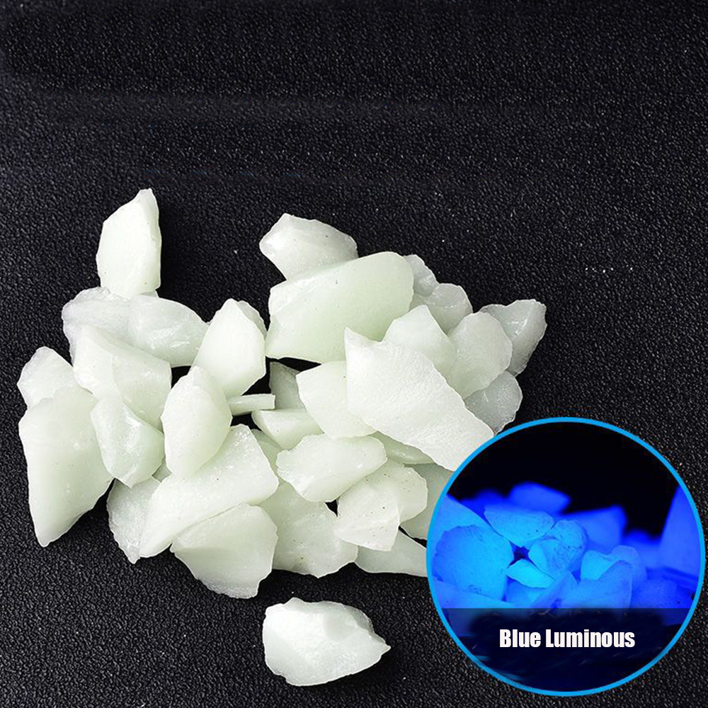 Pierres lumineuses fluorescentes, gravier brille dans la nuit, décoration de cour, pavage de jardin, pelouse en pot, ornement d&#39;aquarium: 50g / Blue Luminous