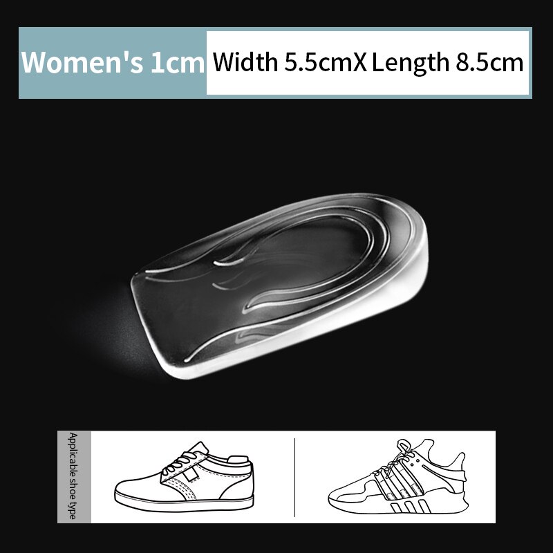 silikon żel wzrost zwiększyć brandzel dla mężczyźni kobiety obcas podnoszenie stopa opieka ochraniacz wstawki Orthopedic łuk Pomoc but Podkładka: kobiety 1cm