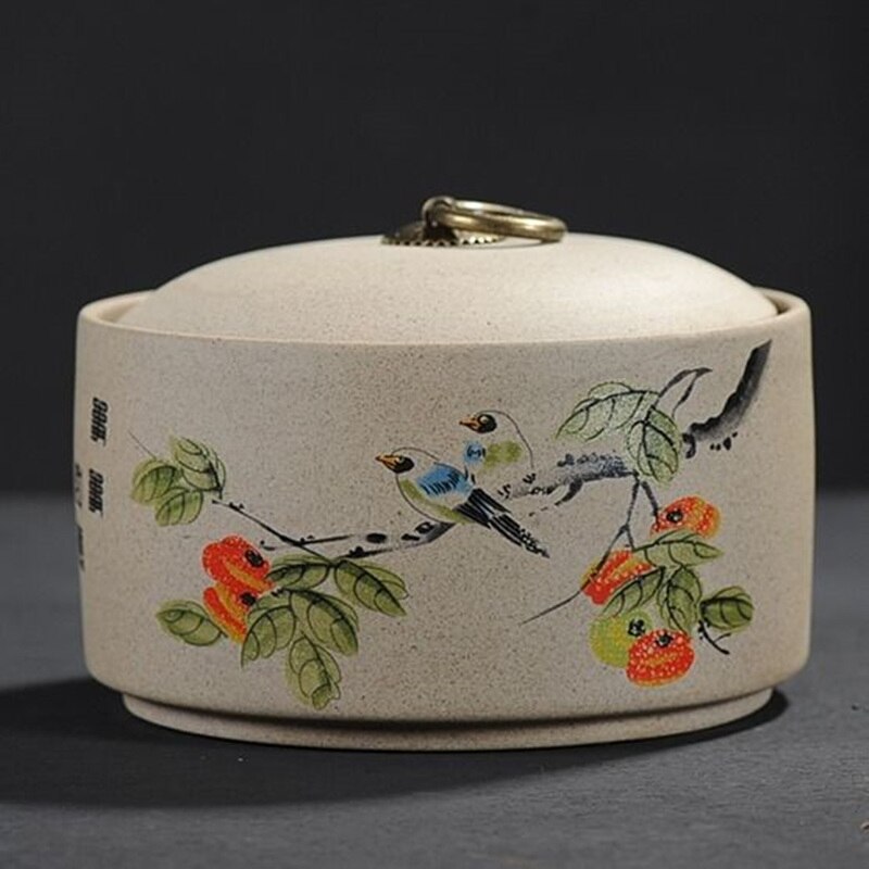 Tea Cake Jar Tea Jar Coarse Pottery Jar Ceramic Cans Seal Cans Laminated Tank Been Nuts Tank Spices Storage Tank Bean Cans