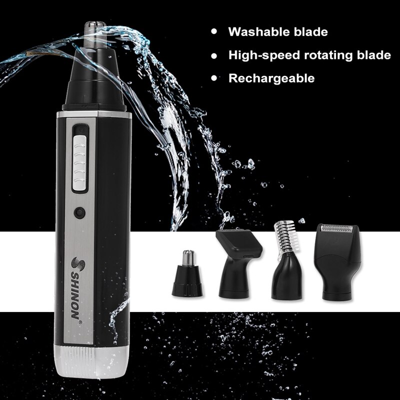 ! Shinon 4 In 1 Neus Haar Baard Wenkbrauw Oplaadbare Elektrische Trimmer Elektrische Neus Trimmer Scheerapparaat Tondeuse Eu Plug