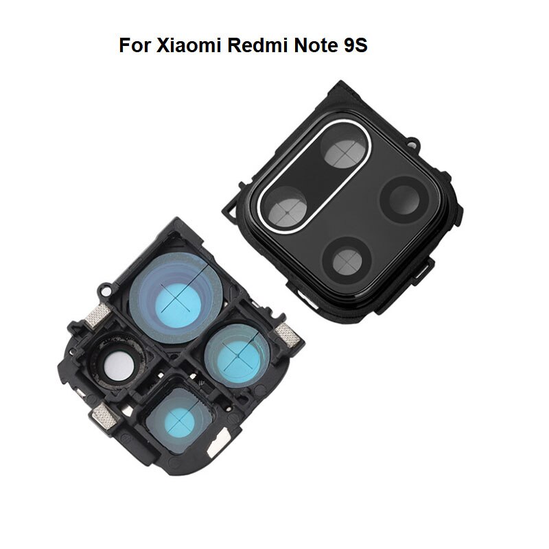 Lentille de caméra arrière pour Xiaomi Redmi Note 9 PRO 9S, verre de caméra arrière avec cadre, autocollant adhésif: NOTE 9S Frame
