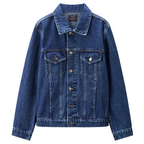 Giordano Men Jackets Turn-down Collar Denim Jacket Cotton Muti-Pockets Soild Causal Jackets 13071886: 77 / S