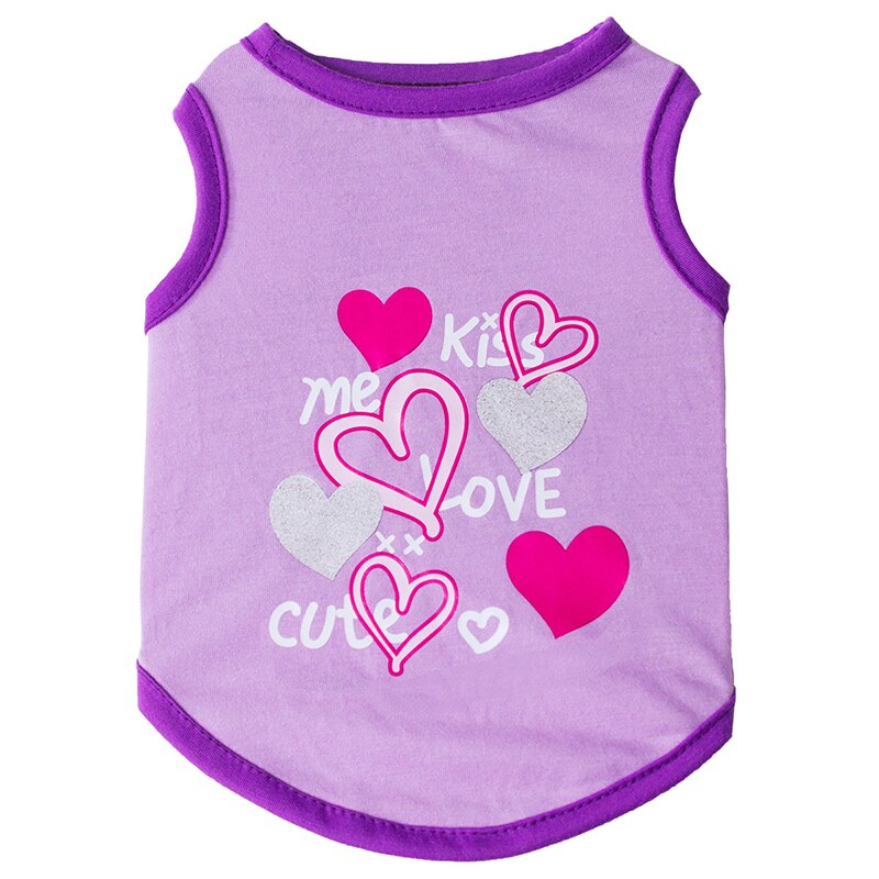 Love Heart pattern Dog Vest Cute Dog clothes for Small Dogs Cats puppy T-shirt Pet clothing for Cats york dog clothes: Purple / XL