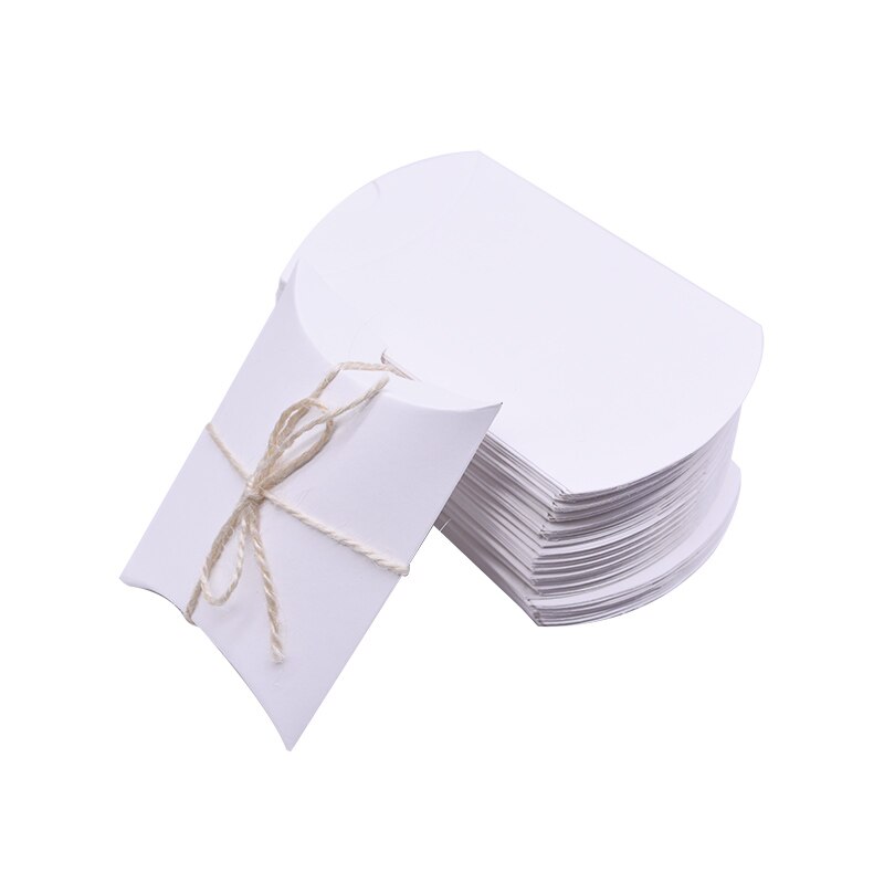 20 Stuks Candy Box Kraftpapier Kussen Vorm Bruiloft Gunst Geschenkdozen Pie Party Tassen Eco Vriendelijke Verpakking Ambachten Verjaardag levert: white with rope