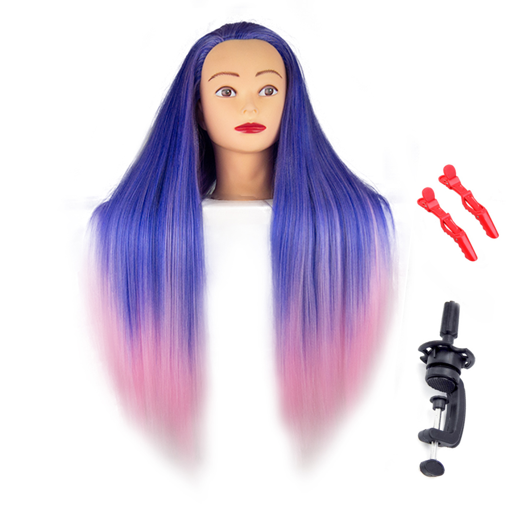 70cm Long Doll Head For Hairstyles Mannequin Head With 100% Synthetic Long Hair Training Head For Braid Hairdressing With: Gold