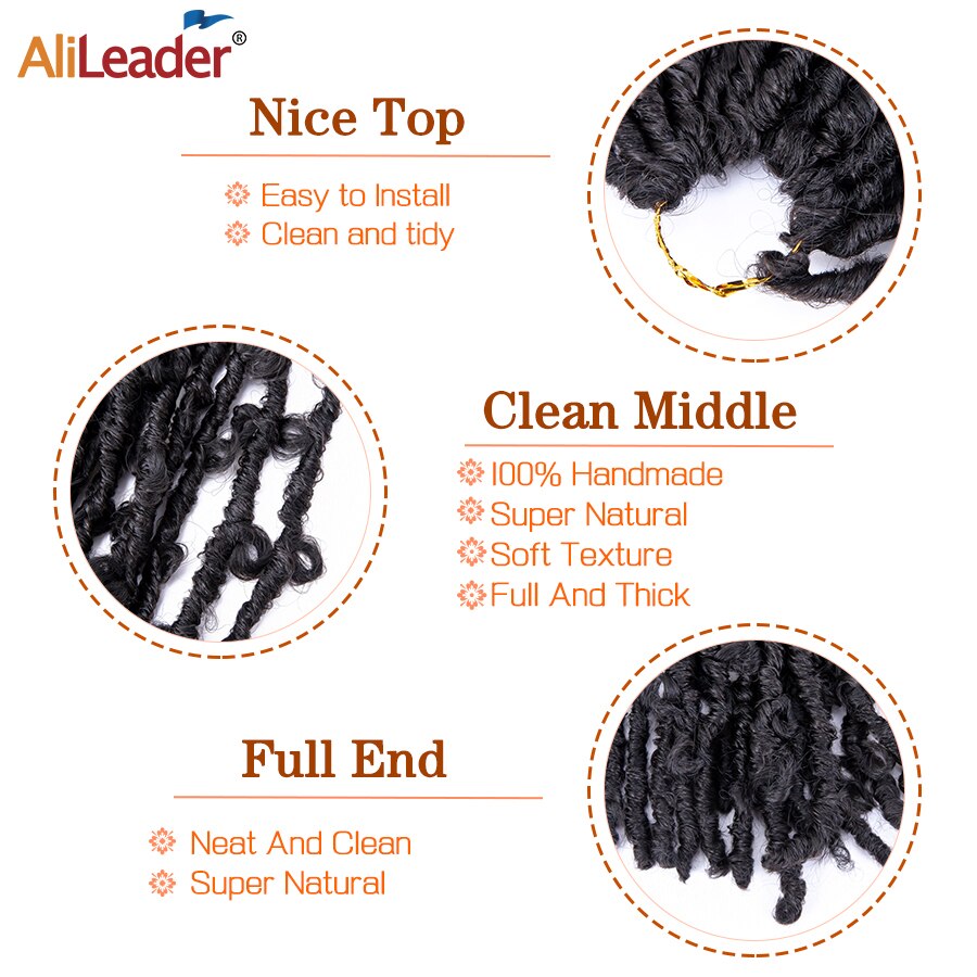 Alileader – Faux cheveux synthétiques au Crochet, 12 pouces, mèches de papillon ombrées