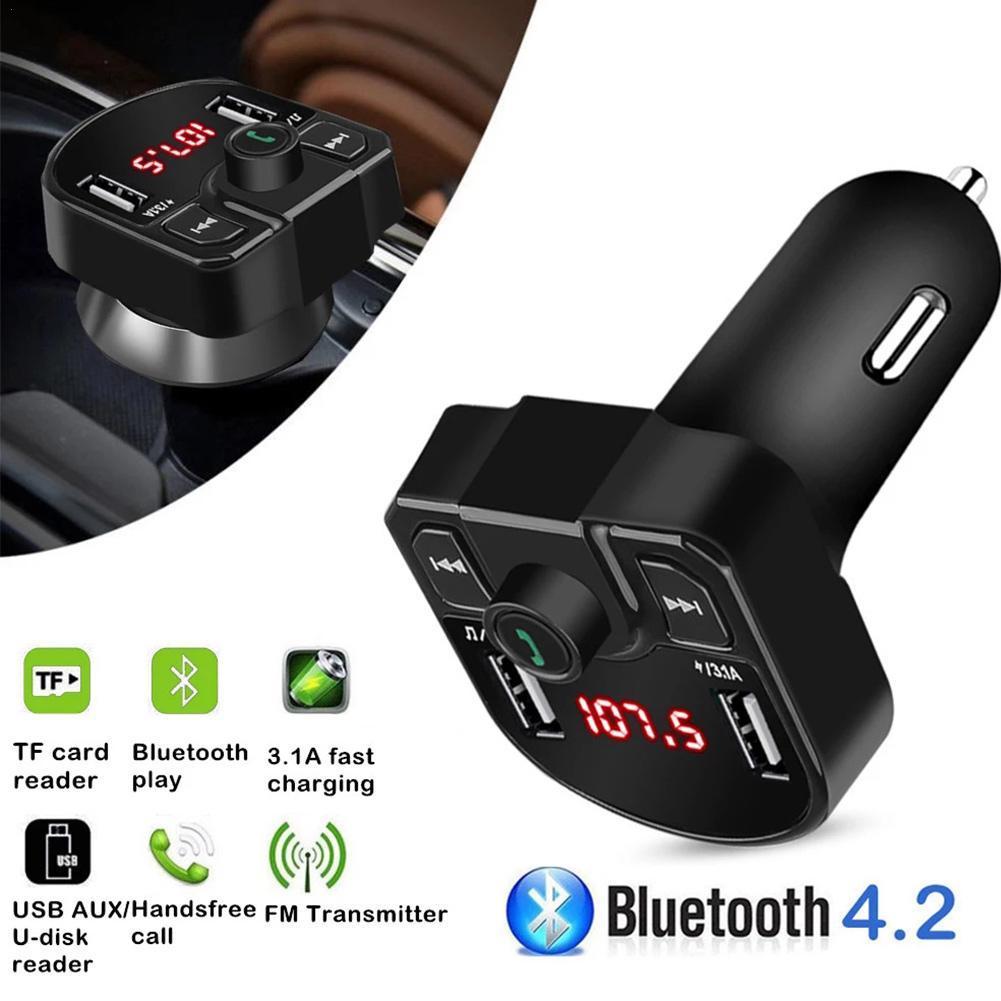 LED FM transmitter 4.1A bluetooth car kit dual USB charger mobile suitable For all phones car S6U0