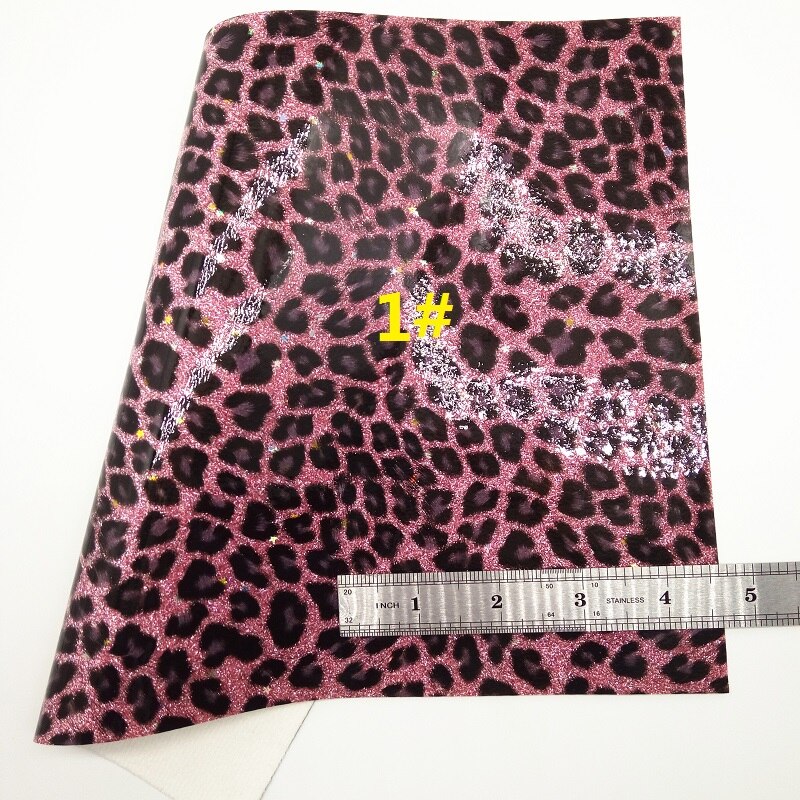 Rosa glitter tyg, leopard konstläder tyg, mocka syntetiskt läder lakan för rosett  a4 8 " x11 " blinkande ming  xm288: 1