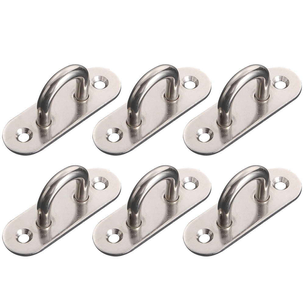 6pcs 2 Holes Fixed Eye Plate Home Rings Hook U Shaped Hammocks Leisure Sofa Ceiling Fan Sandbag Base Pad Stainless Steel