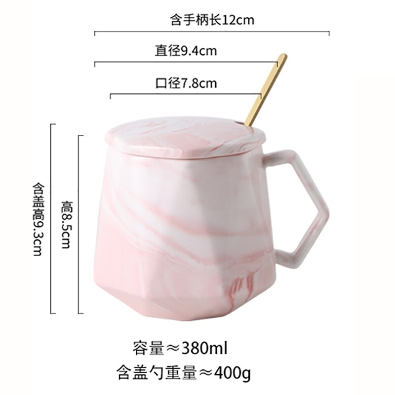 LUO – tasse en céramique de JIA-GUI ML pour femme, Mug pour préparer du thé, du café, de l'eau, avec couvercle, cuillère, style nordique, pour le bureau, 380ML, G079: H