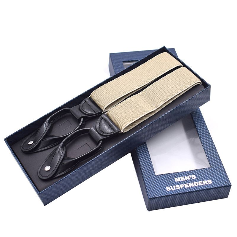 Adult Button Suspenders Black Leather Suspenders Y-back Shape Man Ligas Tirantes Stretch Hangeband 3.5*120cm 8 colors NBD9119: Khaki