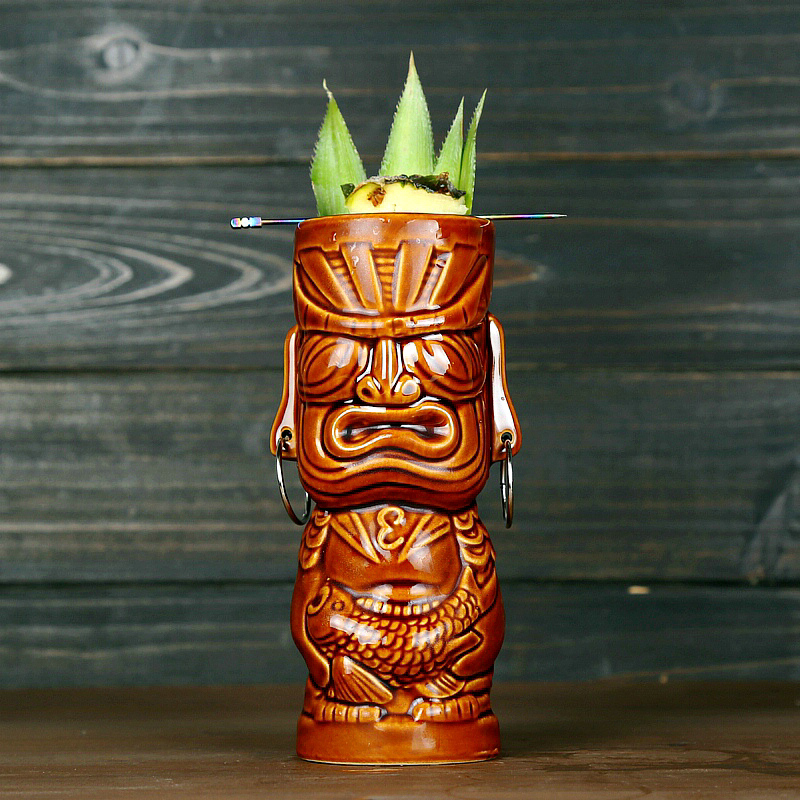 Persoonallisuus kaakkois-aasialainen tiki-kuppi kasvot keraaminen cocktaillasi totem cocktaillamuki tiki-kuppi  wf5081033: Sininen