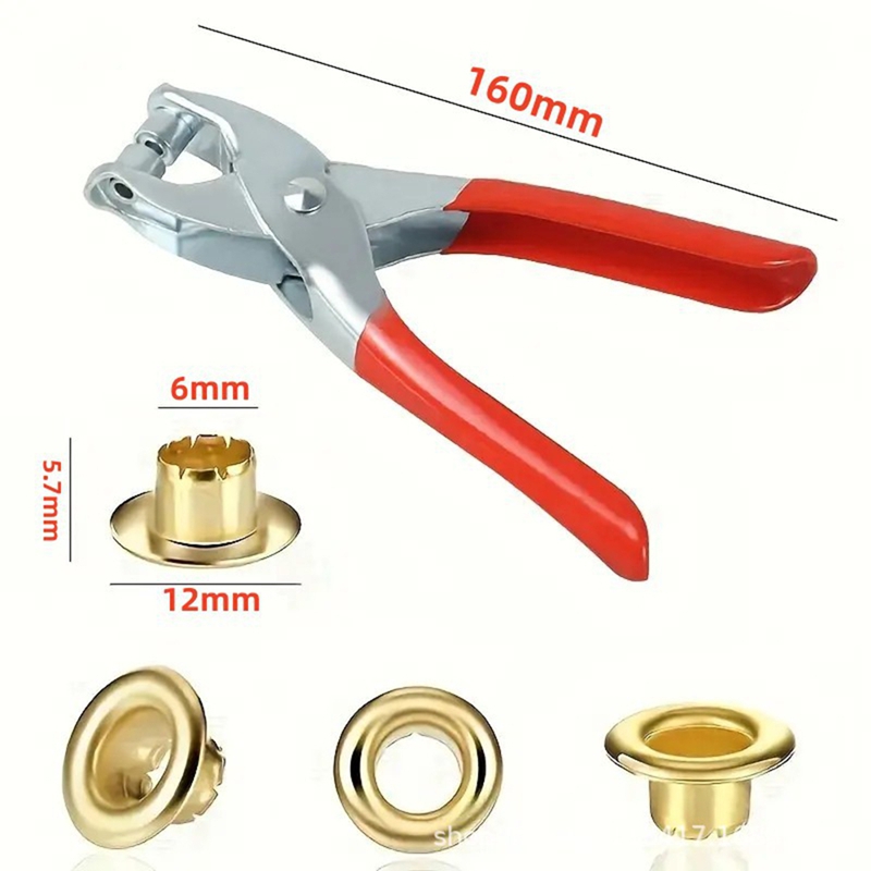 6Mm Grommet Eyelet Plier Set, Eyelet Hole Punch Pliers Kit With 100 Metal Eyelets, Grommet Tool Kit For Leather Cloth