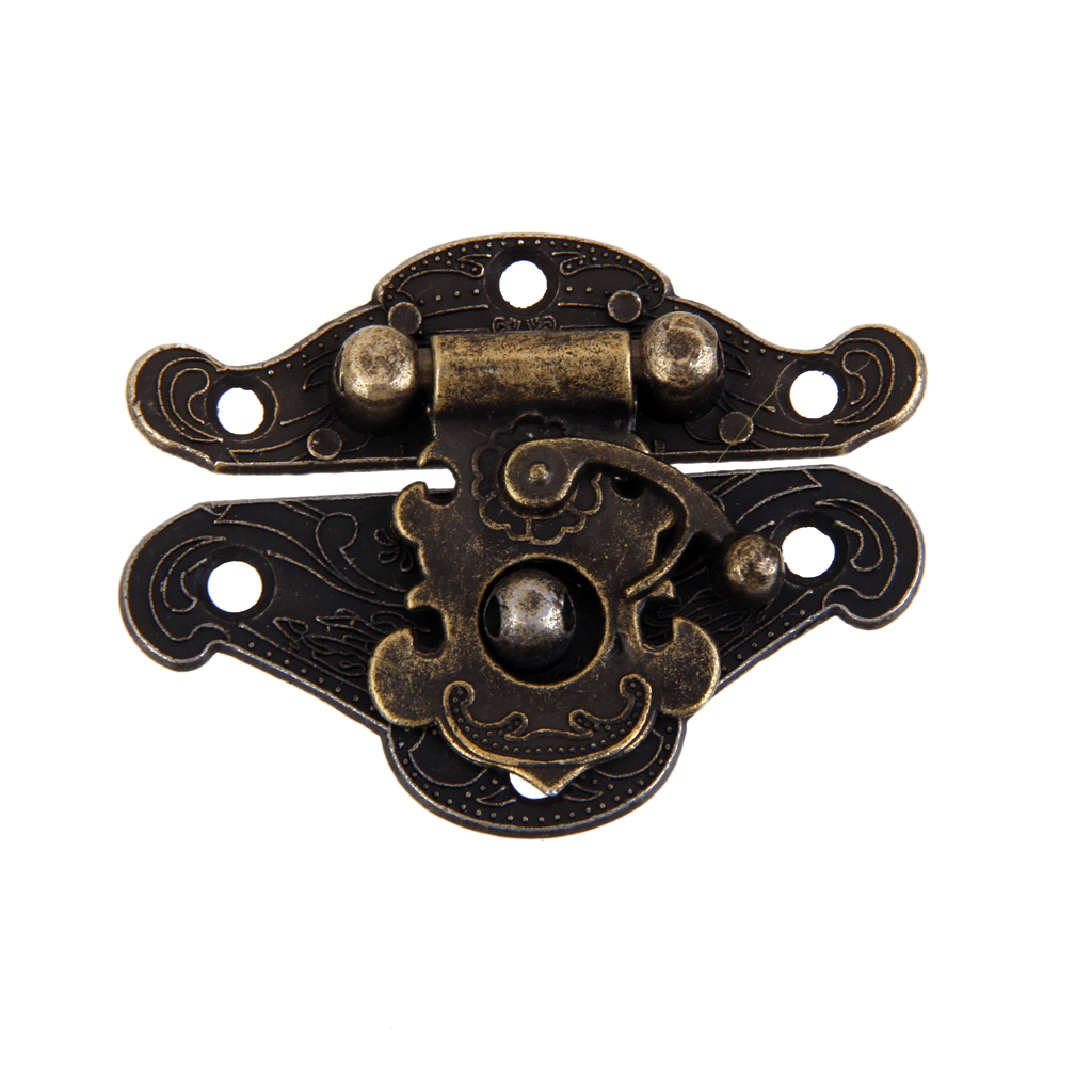 10Pair Antique Hasp Padlock Latch Hardware For Jewelry Box Trunk Bronze C069