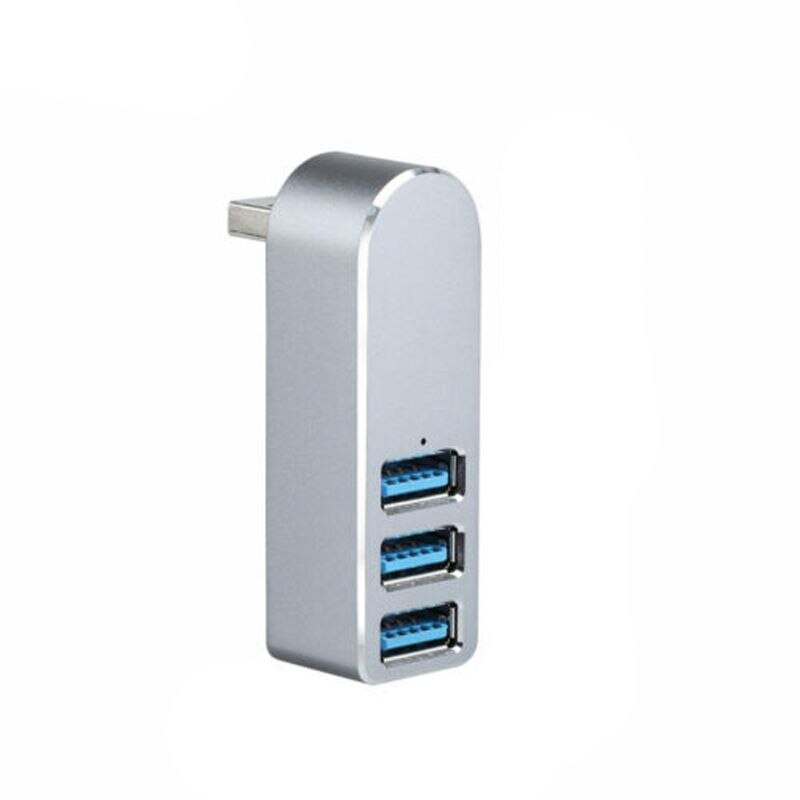 Aluminium Mini 3 Port USB 3.0 Hub Rotary USB Splitter Adapter voor PC Laptop: Silver