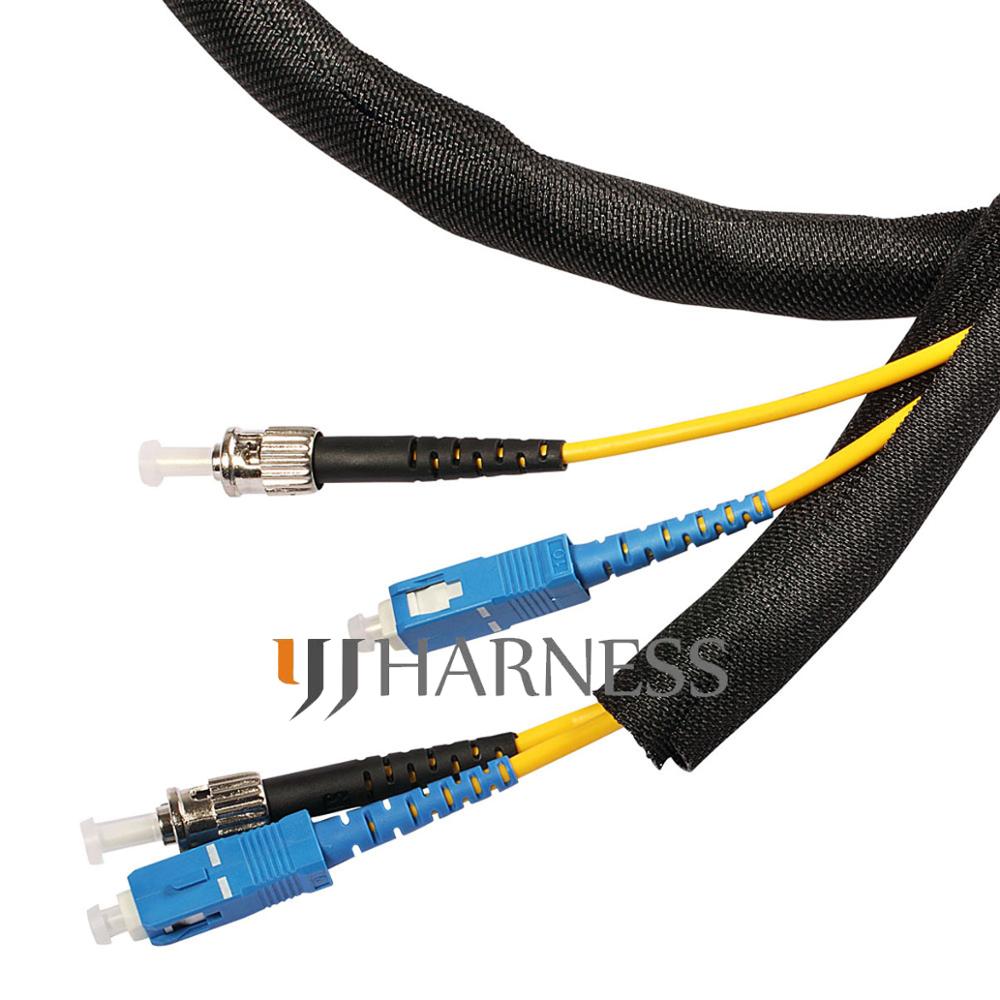 1/2 "ID 13mm Flexo geweven wrap split gevlochten kous kabel zwart kabel wrap