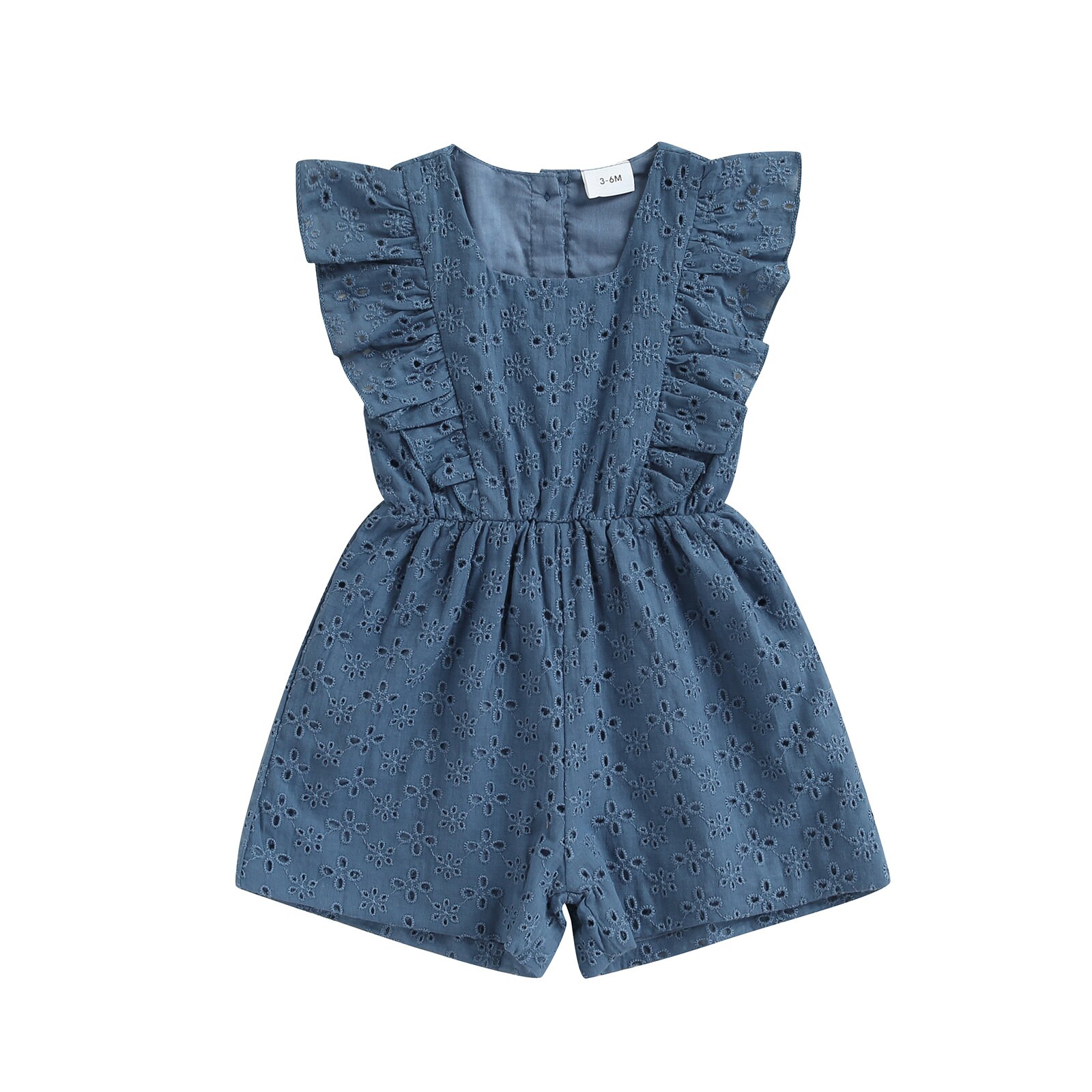 0-24M Baby Meisjes Korte Jumpsuit, Mouwloze Vierkante Hals Uitgeholde Verstoorde Casual Bodysuit: B / 24M