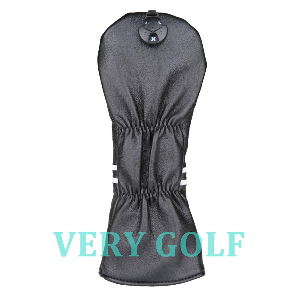 3 stuks zwart pu-leer met haaienborduursel golfclub driver fairway wood fw headcover golf  #1 #3 #5 wood headcover