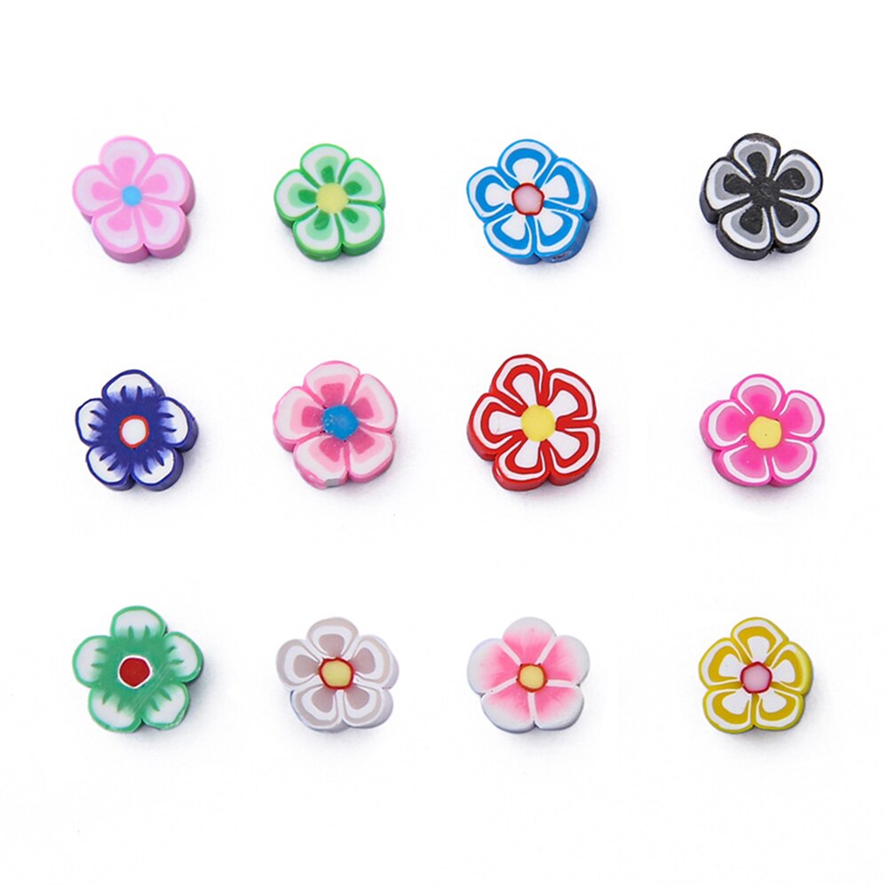 30Pcs30Pcs 10Mm Mixed Bloem Kralen Klei Kralen Polymer Clay Spacer Kralen Voor Handgemaakte Diy Armband Accessoires Sieraden Maken